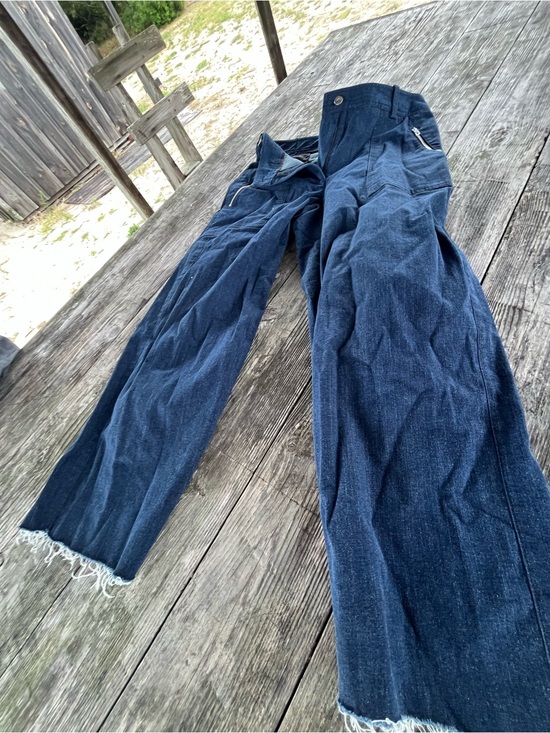 rag & bone Denim - rag & bone sz 4Dark Blue Denim wide leg/zip pockets